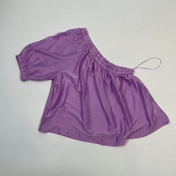 Maeve Anthropologie One Shoulder Top Blouse S Lavender - Picture 4 of 9